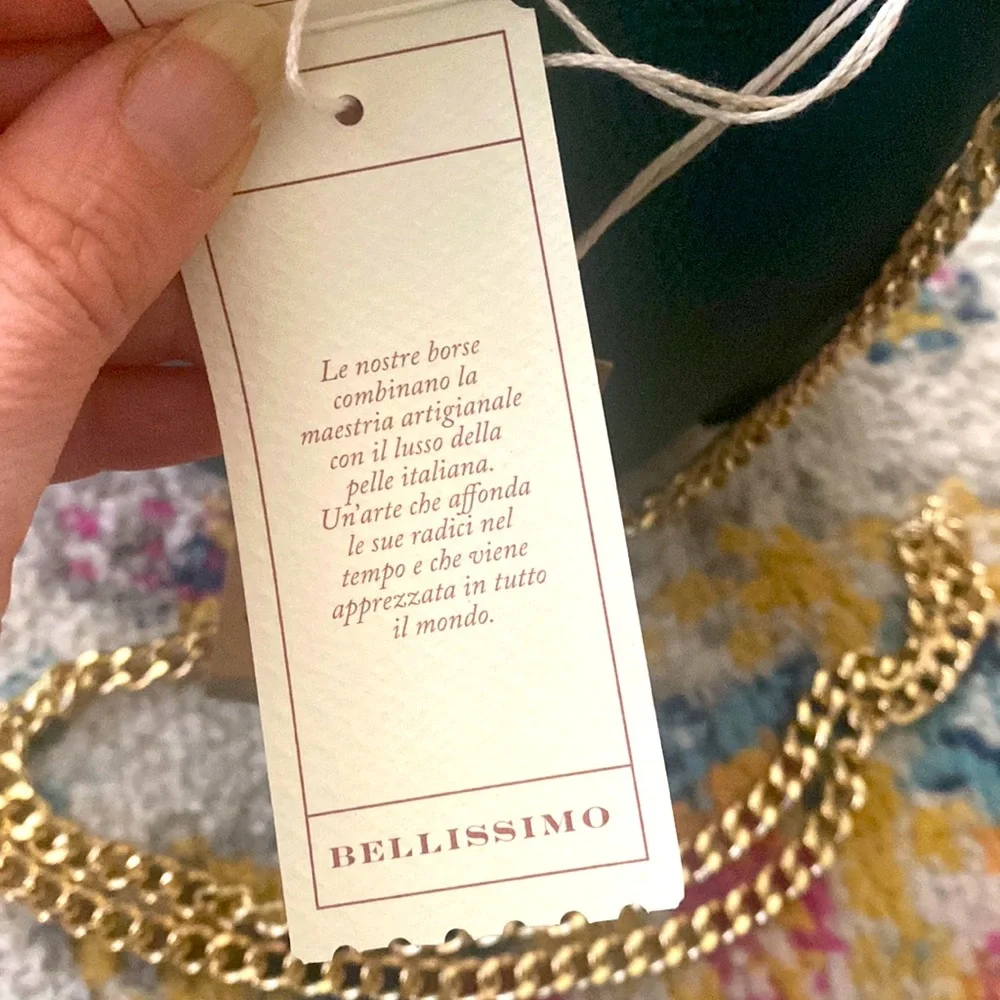 Anna Paola Italian Leather Bucket Bag + Crossbody Bag, Teal - Picture 13 of 16